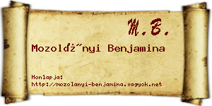 Mozolányi Benjamina névjegykártya
